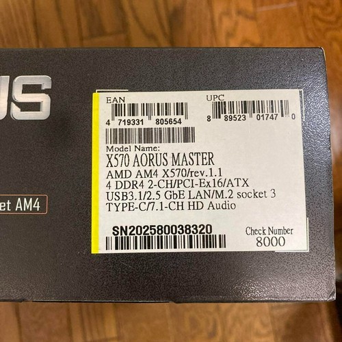 Gigabyte X570 AORUS MASTER AMD Ryzen Socket AM4 ATX Motherboard DDR4 Used - Afbeelding 6 van 6