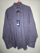 Wrangler Western Shirt - Pearl Snap - Mens XL Reg. - Blue Plaid - NWT