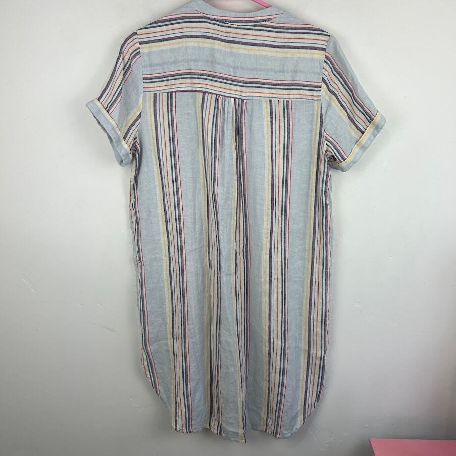 Cabana striped v neck linen blend short sleeve mini dress size small | eBay