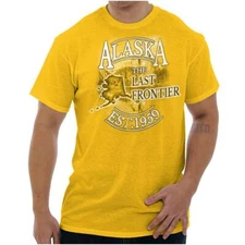 Alaska The Last Frontier Est 1959 Map Tourist Adult Short Sleeve Crewneck Tee