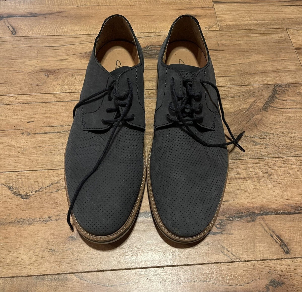 CLARKS 16501 Soft Cushion Blue Suede Casual Shoes Mens Size