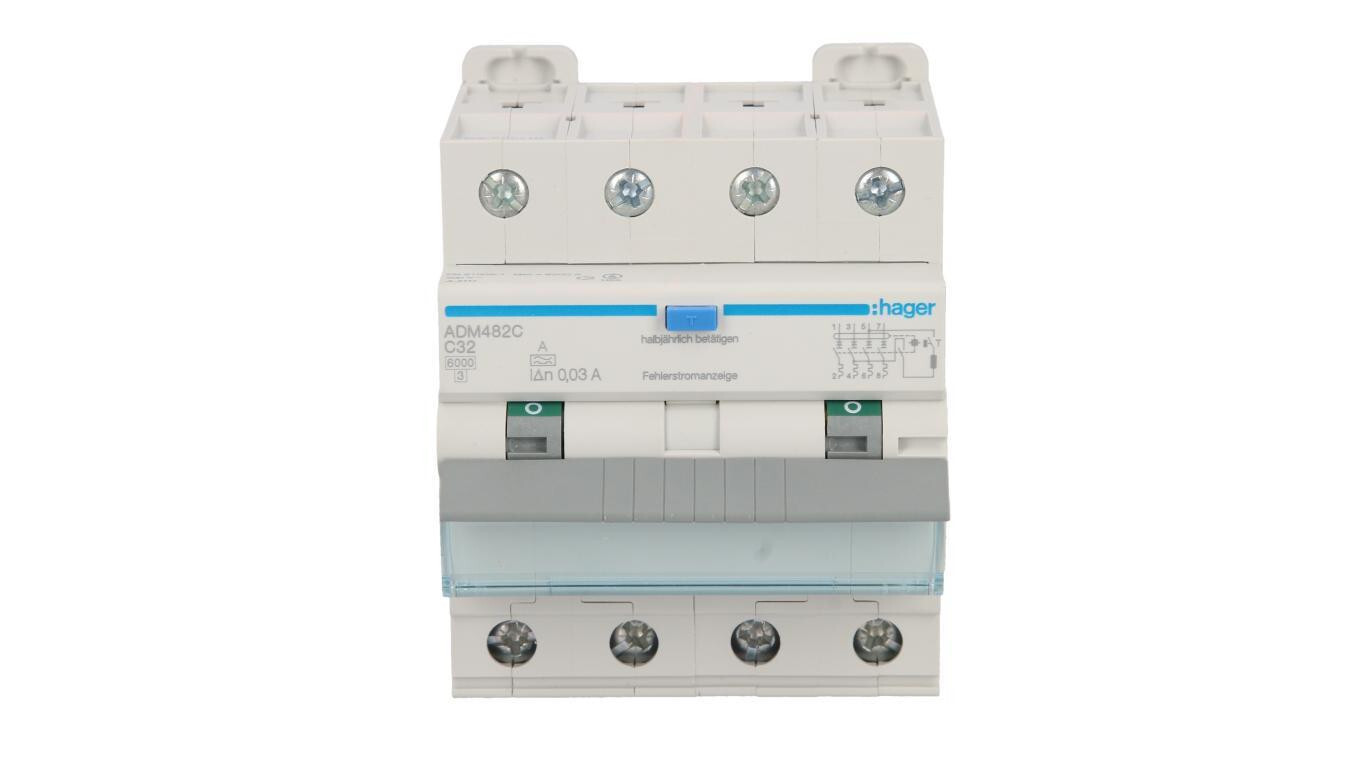 Residual current circuit breaker 4P C 32A 0.03A Type A 6kA RCBO ADM482C /T2UK