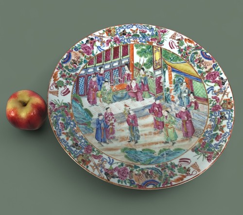 Large Antique Chinese Rose Mandarin Porcelain Serving Dish Platter - 第 1/6 張圖片