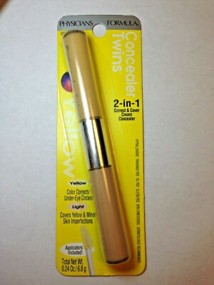 Physicians Formula Concealer Twins 2-in-1 Correct & Cover Cream, Yellow/Light