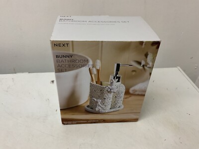 NXT Grey Rabbit 3er Set Spender, Bad Zahnbürstenhalter/Aufgeräumt und Tablett