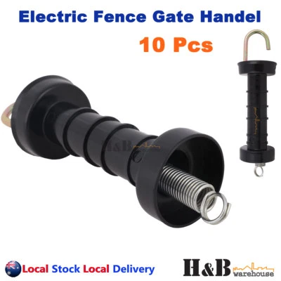 10 Pcs Electric Fence Gate Handle Insulated Spring Handles Black