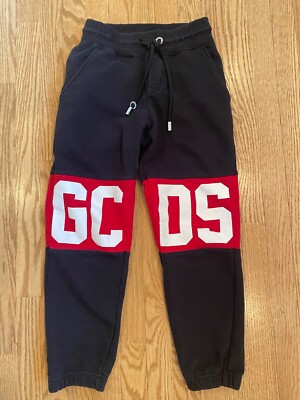 GCDS Boys Sweatpants Black and Red Size Small
