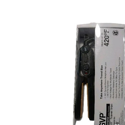 Travel Flat Iron Hair Straightener 1 1/2" Ceramic Take Anywhere Black GVP 420F - Picture 3 of 6