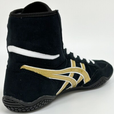ASICS Wrestling Shoes 1083A001 Black x gold white edge Successor
