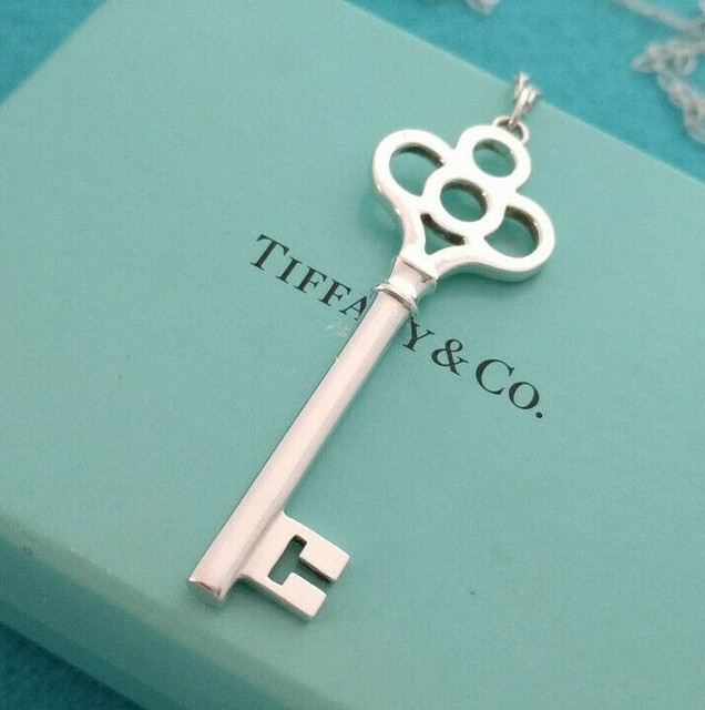 Tiffany & Co. Crown Key Large Charm Pendant Necklace Oval Link Chain, Silver 925 | eBay