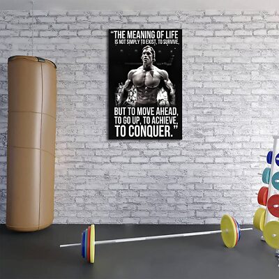 Arnold Schwarzenegger: Póster Motivacional Para Oficina O Gimnasio – Frase Icónica ‘Conquer’ – Decoración De Pared