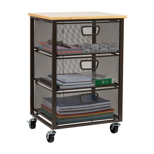 Cart with Drawers, Office Organizer, Storage, Bathroom, Metal Mesh, 15.