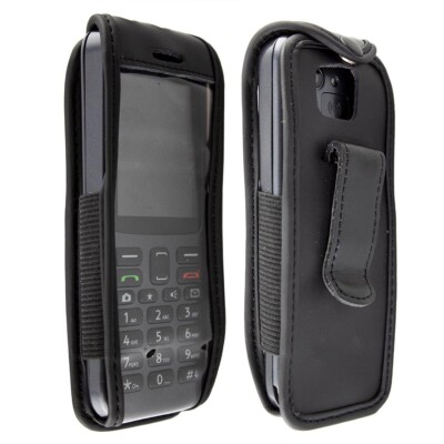 caseroxx Bolsa de cuero con clip para el cinturón para Doro 1370 / 1372 en negro