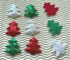 60 pc x 1.25" Padded Sequined Felt Christmas Tree Appliques X'mas Party ST562