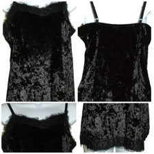 Y2k Black Lace Velvet Cami XL ASO Elena Gilbert Eyelash Fairy Goth grunge Tank