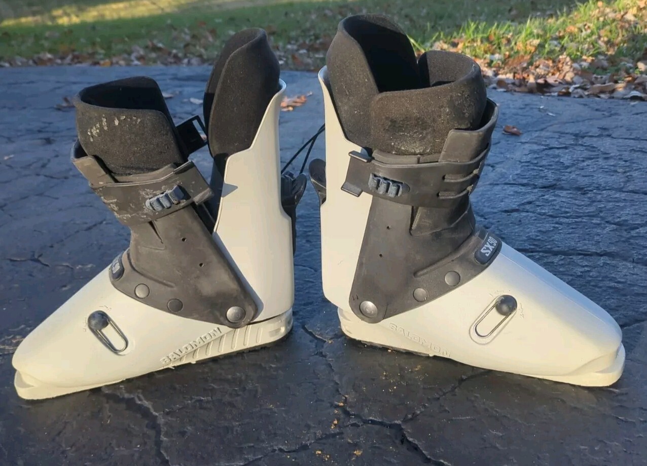 Scarponi da sci uomo retrò vintage Salomon SX92 tg 345 25 Francia nero bianco anni 90