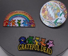 Set of 3 Large Grateful Dead Dancing Bear Jerry Bear Bears Hat Pins Lapel