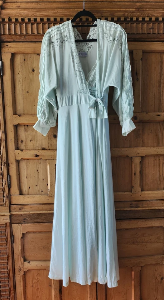¡¡NUEVO!! Conjunto de camisón Peignoir de encaje vintage 🔥 Lily of France años 60 azul claro M Foto 2 de 4