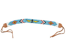 Native American Beaded Hat Band Southwestern Phoenix Bird Leather Authentic
