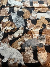 4.5 Yds Quilt Craft Fabric CATS Breeds Material 164 x44 Vintage Cranston Print