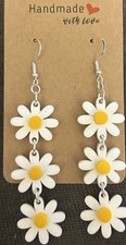 Handmade 3D Daisy Dangle Earrings