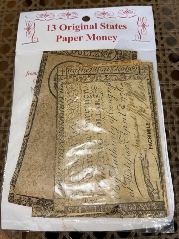 13 Original States Paper Money Facsimiles New