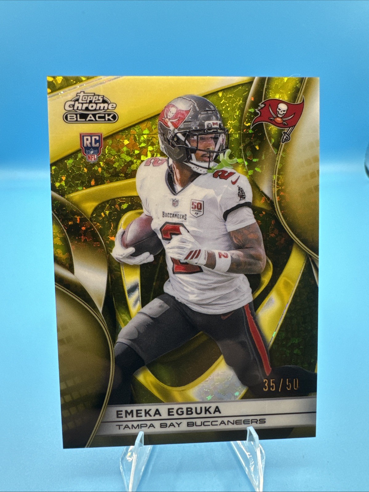 Emeka Egbuka 2025 Topps Chrome Black RC #147 Tampa Bay Buccaneers /50