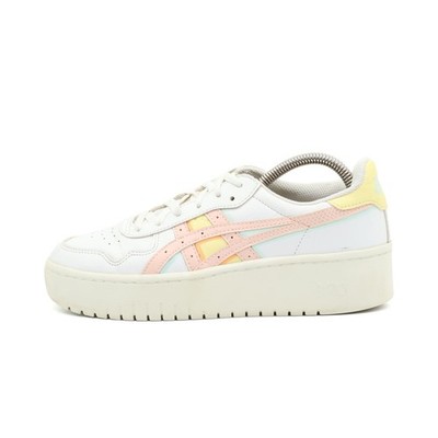 ASICS Damen Japan S Sneaker Weiß/Pink/Gelb Leder Low-Top Plateausohle EU 38
