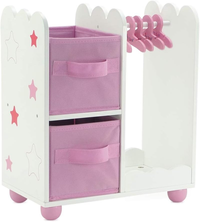 14 Inch Doll Furniture - Open Wardrobe Closet with Hangers &