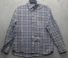 Jos. A. Bank Button-Down Shirt Mens L Multi Plaid Flannel Tailored Fit Collared