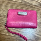 Marc Jacobs Pop Pink Leather Classic Silver Logo Zip Around Wallet Workwear