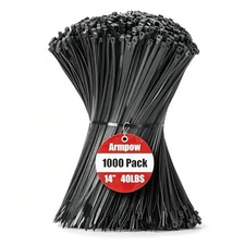 Armpow 14 Inch Zip Ties Black 1000 PCS, 40 Lbs- Heavy Duty Tensile Strength, ...