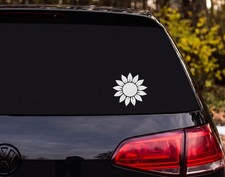 Sunflower Silhouette Round Petals Vein Detail Vinyl Decal Sticker Car Laptop