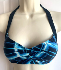Carmen Marc Valvo Bikini Top Halter Woman's S Swimwear Blue  Black