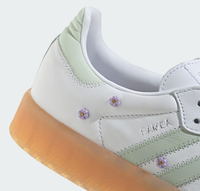 New Adidas Women's Sambae Floral Shoes - White/ Linen Green