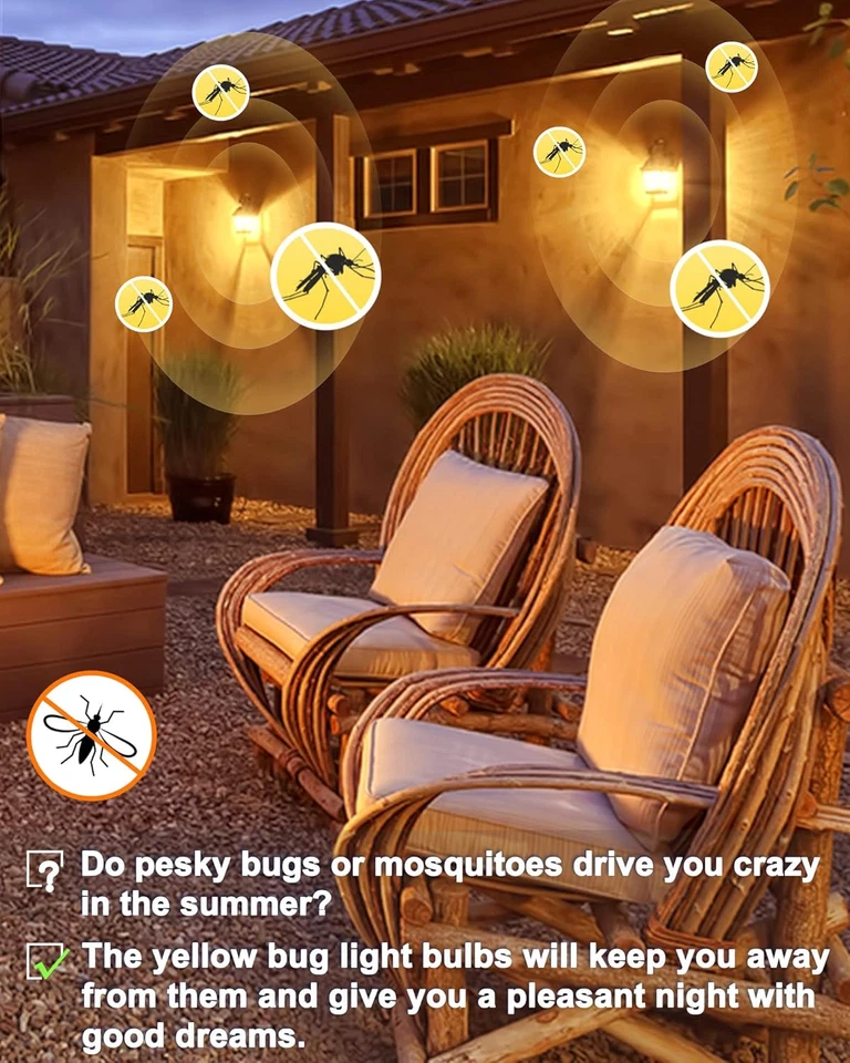 2 Pack PAR30 Yellow Bug Light Bulbs Outdoor 12W LED E26 Amber Flood Lights - Image 3 of 4