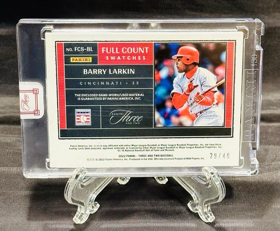 2022 Panini Three & Two BARRY LARKIN Full Count Swatches (Game Used) #29/49 - Image 2 of 2