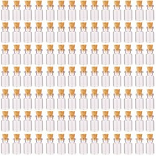 100Pcs 1Ml Small Mini Glass Bottles Jars with Cork Stoppers Tiny Vials