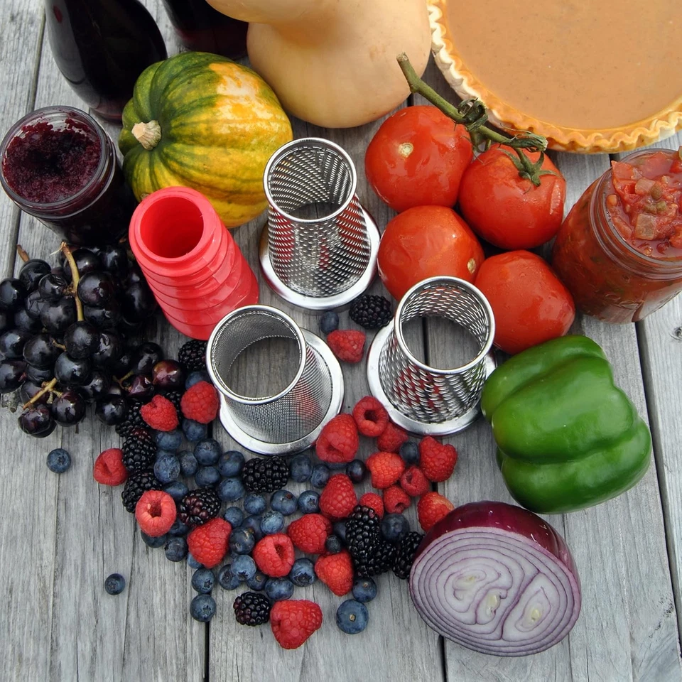 Kit de accesorios Weston de 4 piezas para prensa de tomate y salsa, plata plateada  Foto 3 de 4