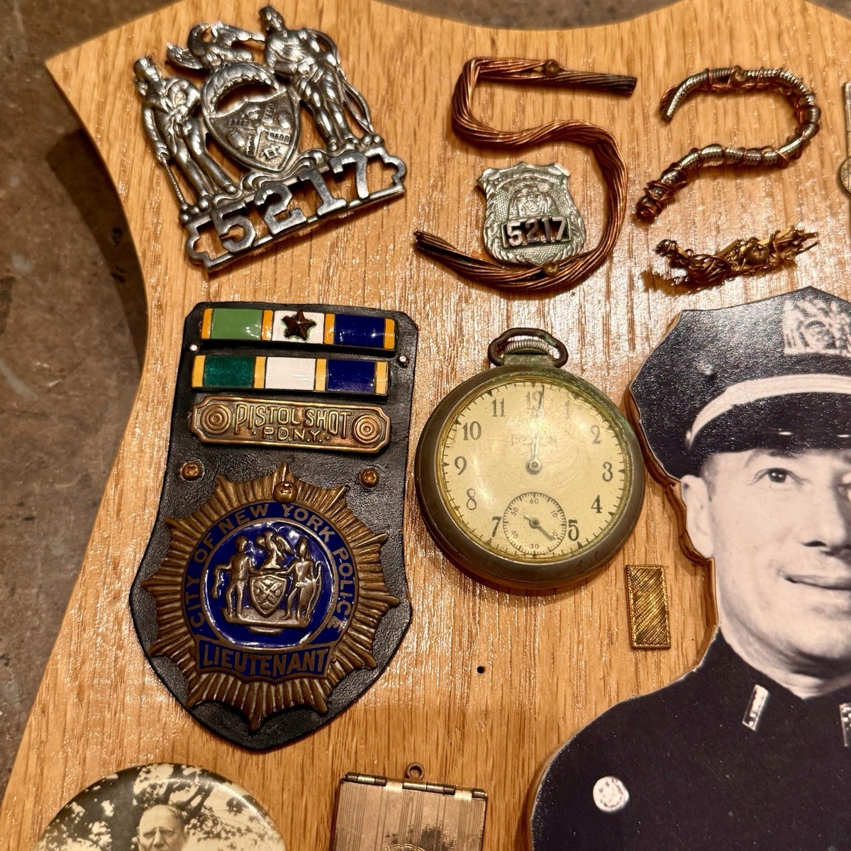 Antique 1930-1940s NYPD Named Police Lt. Collection Badges Photos