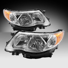 For 2009-2013 Subaru Forester Halogen Chrome Housing Headlights Headlamps Lhrh For 2009-2013 Subaru Forester Halogen Chrome Housing Headlights Headlamps Lhrh