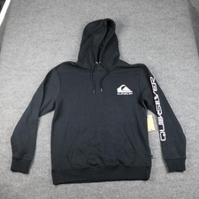 Quiksilver Hoodie Mens Medium Black Omni Logo Hood Pullover Skate Surfer New