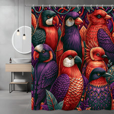 Colorful Birds Shower Curtain Tropical Parrot Print
