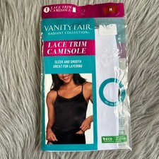 Vanity Fair Radiant Collection Lace Trim Camisole Women's Size Medium White Tank