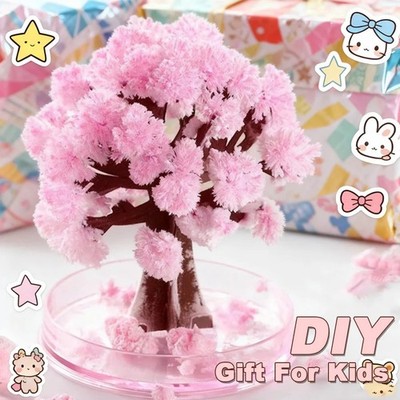 DIY Künstlicher Kristall wachsender magischer Sakura Papierbaum, Miniatur Pflanze Ornament 