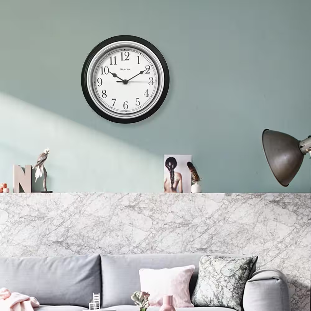 9 In. Black Simplicity Clock with Bezel