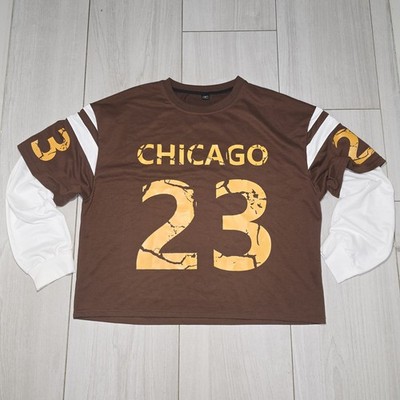 Manfinity Chicago 23 Graphic Brown Jersey Polyester Long Sleeve T-Shirt XL