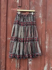 Vintage Ethnic Midi Maxi Skirt One Size Pull Waist Flowy Gypsy Boho