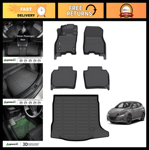 ANBINGO® Floor Mats & Cargo Liner for Nissan Leaf 2018-2025, S/SV/SL/S Plus/SV P