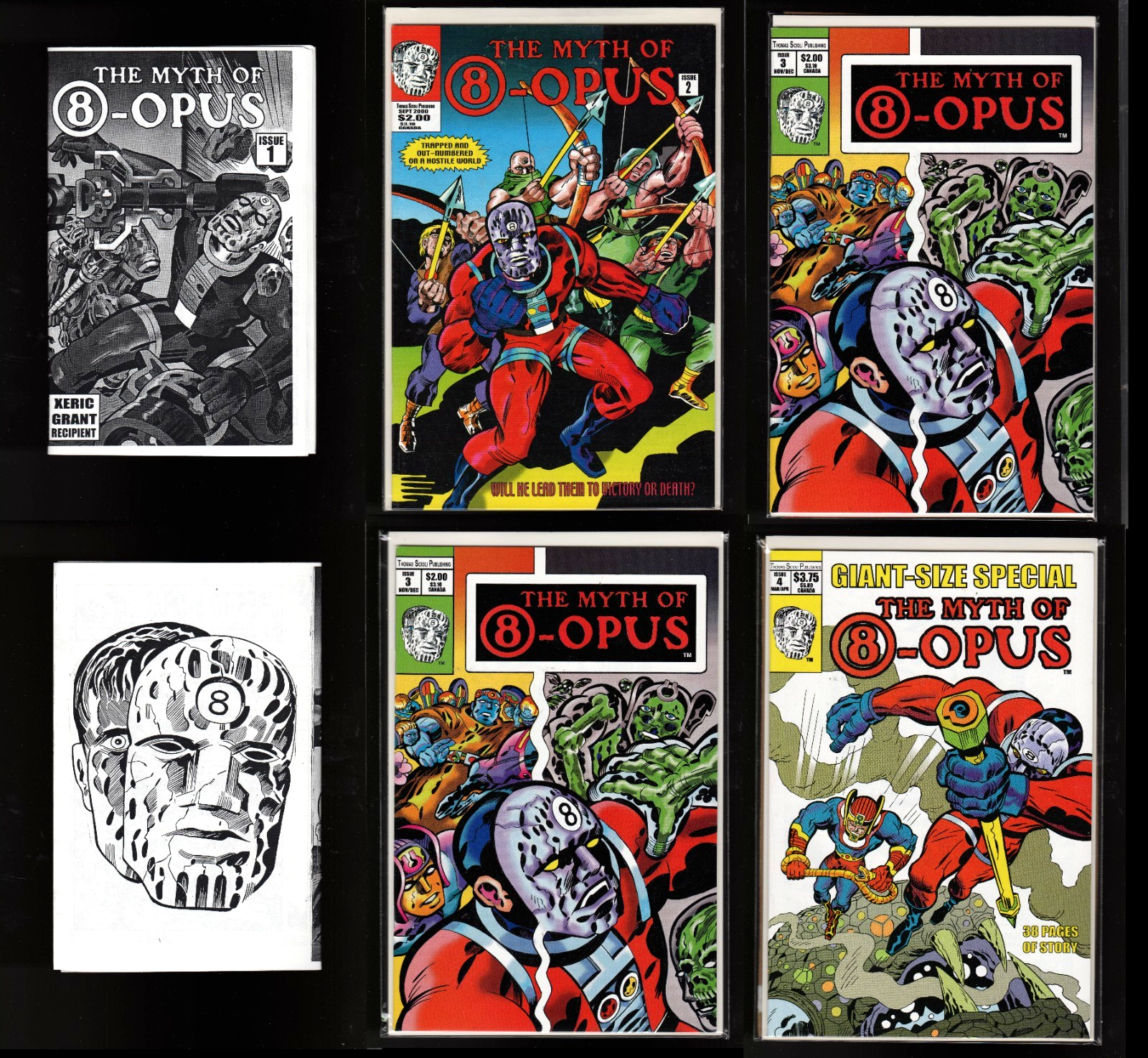 THE MYTH OF 8-OPUS #1 ASHCAN,2,3,3,4(LOT OF 5) 9.4/9.6 NM+ AVG SCIOLI PUB CGC'EM